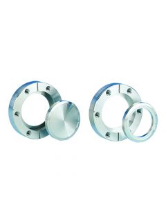 DN40CF, 69.3mm (44.5mm x 41.3mm x 44.6mm x 46mm), 2.75" (1.75" x 1.62" x 1.75" x 1.8") Del-Seal Mini ConFlat Flange, Rotatable, Clearance, 304ss