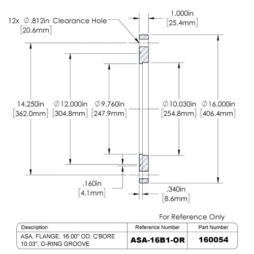 ASA, Flange, 16", Bore, 10.03", OR